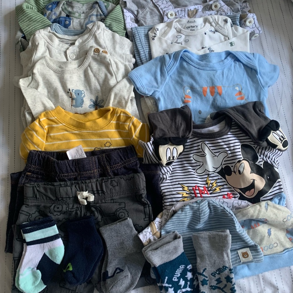 new 3-6 month old baby clothes without label,carter, disney and other brands